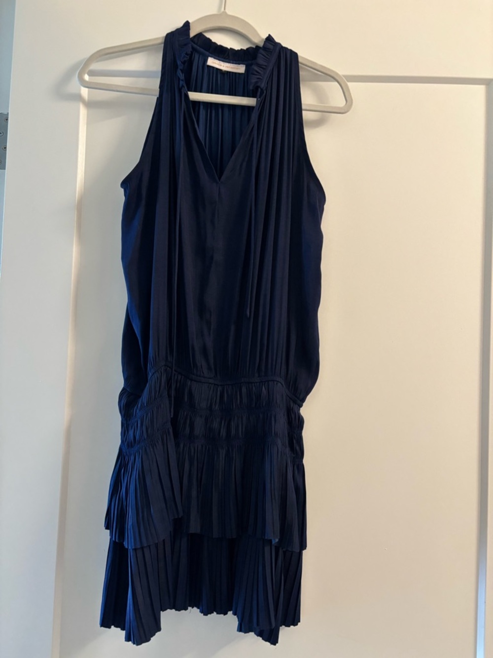 Pookie & Sebastian navy blue ruffle dress